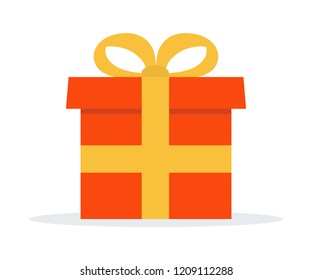 Gift Item in Red Box With Yellow Ribbon Vector Illustration Icon in White Background. Surprise in The Gift Box.