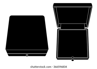 Gift jewelry box. Open and close. Vector illustration isolated on white background