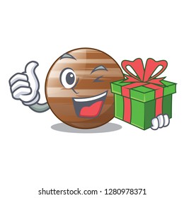 With gift jupiter planet the isolated with mascot