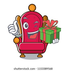 With gift king throne mascot cartoon