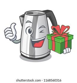 With gift kitchen electric kettle on a mascot