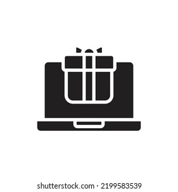 Gift Laptop Filled Icon Vector Illustration