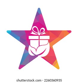 Gift Leaf logo concept vector. Nature Gift Logo Design Template. Unique surprise and organic logotype design template.