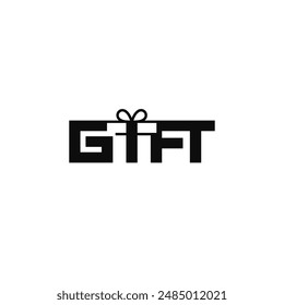 Letras de regalo, espacio negativo. Diseño de logotipo de marca.
