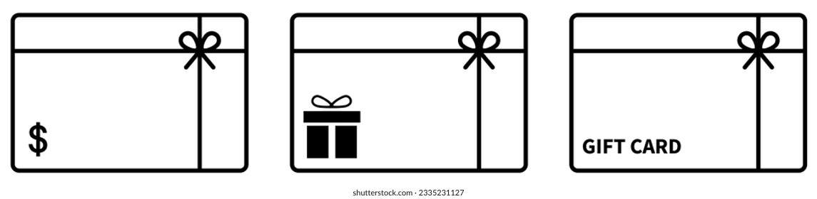 Gift line card icon set. Vector illustration isolated on white background
