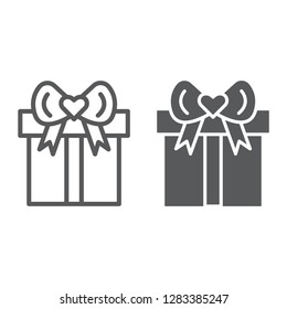 Gift line and glyph icon, package and present, parcel sign, vector graphics, a linear pattern on a white background, eps 10.