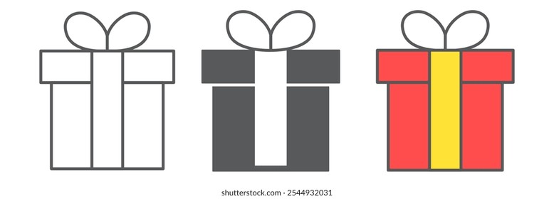 Gift line icon collection, merry christmas and package, present sign vector graphics, editable stroke linear icon set, eps 10