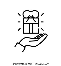 Icono de línea de regalo, signo de concepto, ilustración de vector de contorno, símbolo lineal.