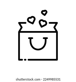 Gift line icon. Idea, light bulb, package, important date, birthday, surprise, delivery, surprise, shopping, online store, party, invitation. Holiday concept. Vector black line icon