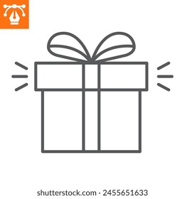 Gift line icon, outline style icon for web site or mobile app, e-commerce and shopping, giftbox vector icon, simple vector illustration, vector graphics with editable strokes.