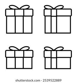 Icono de línea de regalo Vector de diseño Plantilla e ilustración con línea de trazos editable
