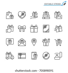 Gift line icons. Editable stroke. Pixel perfect.