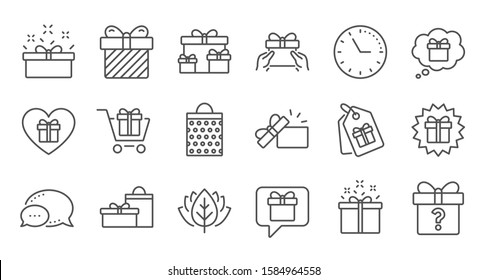 Gift line icons. Present, Special offer and Sale. Shopping linear icon set. Quality line set. Vector