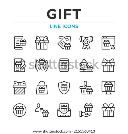 Gift line icons set. Modern outline elements, graphic design concepts, simple symbols collection. Vector line icons
