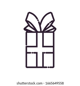 Diseño de icono de estilo de línea de regalo, fiesta de decoración de feliz cumpleaños y tema sorpresa Ilustración vectorial