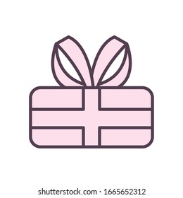 Diseño de icono de estilo de línea de regalo, fiesta de decoración de feliz cumpleaños y tema sorpresa Ilustración vectorial