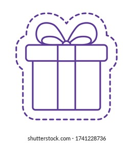 gift line style icon design, Cute patch expression emoticon and childhood theme Vector illustration