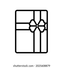 Juego de iconos lineales de regalo. Presente cerrado. Sorpresa en la caja. Celebremos el cumpleaños. Dáselo. Ilustración personalizable de línea delgada. Aislado en un fondo en blanco, modificable y cambiable.