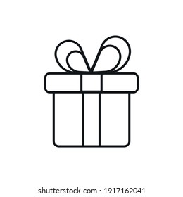 Gift Linear Icon. Surprise In Box. Celebrate Birthday. Give Away. Thin Line Customizable Illustration. Contour Symbol. Vector Isolated Outline Drawing. Editable Stroke