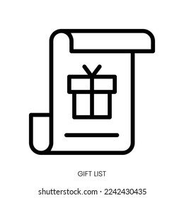 gift list icon. Line Art Style Design Isolated On White Background