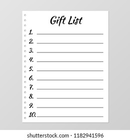 gift list template planner page lined stock vector royalty free