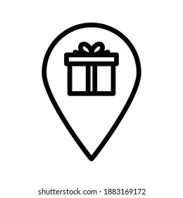 Icono de línea de ubicación de regalo. Icono de ubicación con caja de regalo. diseño simple editable. vector de plantilla de diseño