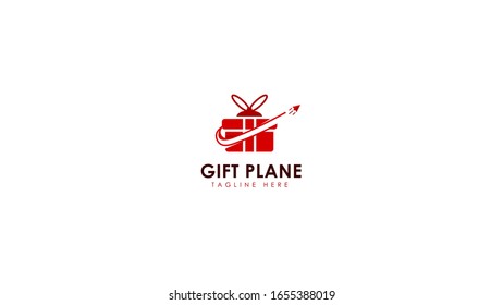 
Logotipo de regalo combinado con el diseño del plano, logotipo vectorial