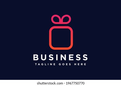 gift logo design vector illustration.Suitable for Business logos,isolated on blue background