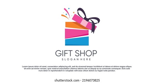 Vector de diseño de logotipo de regalo con estilo de concepto creativo moderno