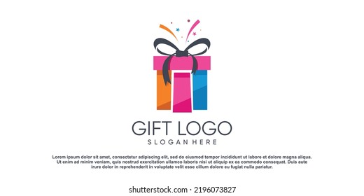 Vector de diseño de logotipo de regalo con estilo de concepto creativo moderno