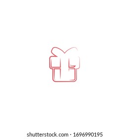 gift logo icon design with simple line art style