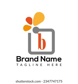  Gift Logo On Letter B Template. Gift On B Letter, Initial Gift Sign Concept