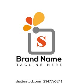  Gift Logo On Letter S Template. Gift On S Letter, Initial Gift Sign Concept
