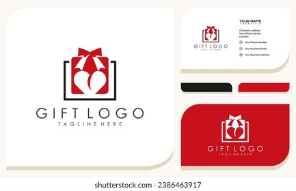 gift logo vector template download modern design and business card.