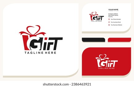 plantilla vectorial del logotipo de regalo descargar diseño moderno y tarjeta de visita.