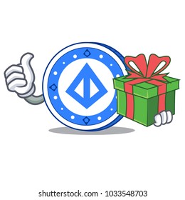 With gift loopring coin mascot cartoon