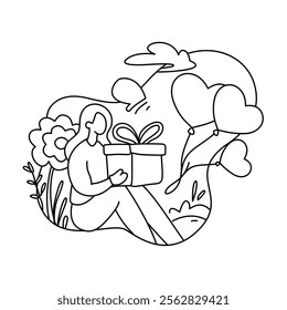 Gift of Love with Heart Accents
A beautifully illustrated scene showcasing a gift box with hearts and floral details. Perfect for romantic promotions, Valentine’s giveaways, or heartfelt branding