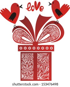 Gift love heart vector illustration