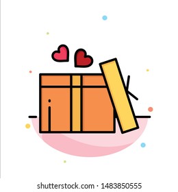 Gift, Love, Heart, Wedding Abstract Flat Color Icon Template