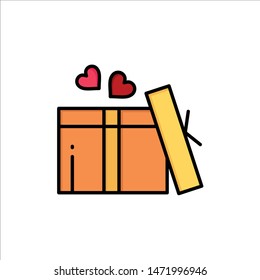 Gift, Love, Heart, Wedding  Flat Color Icon. Vector icon banner Template