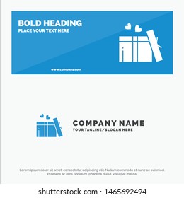 Gift, Love, Heart, Wedding SOlid Icon Website Banner and Business Logo Template. Vector Icon Template background