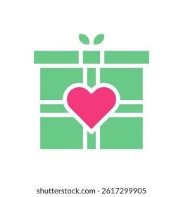 Gift of Love with Heart-Shaped Present Symbol