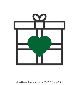Gift love icon duotone grey green style valentine illustration vector element and symbol perfect.