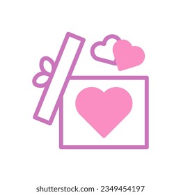 Gift love icon duotone purple pink style valentine illustration vector element and symbol perfect.