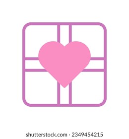 Gift love icon duotone purple pink style valentine illustration vector element and symbol perfect.