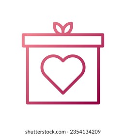 Gift love icon gradient white red style valentine illustration vector element and symbol perfect.