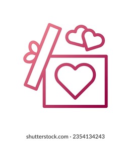 Gift love icon gradient white red style valentine illustration vector element and symbol perfect.