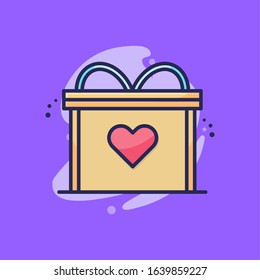 Gift of Love Icon Illustration. Vector Illustration. Flat Cartoon Style Ready to use for Website Page, Mobile App Presentation, Flyer, Banner, Wallpaper, Sticker, Name Card, Background and more
