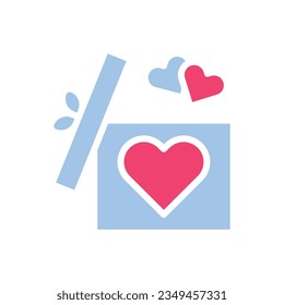 Icono de regalo de amor sólido estilo rosa valentina ilustración elemento vector y símbolo perfecto.