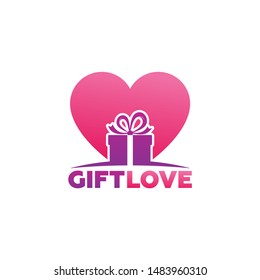 Gift Love Logo Template Design Vector, Emblem, Design Concept, Creative Symbol, Icon